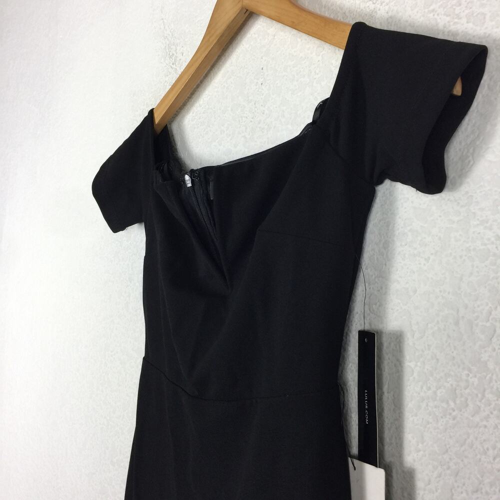NWT Lulus Lynne Black Off-the-Shoulder Stretch Crepe Maxi Dress Gown XS - Picture 7 of 13